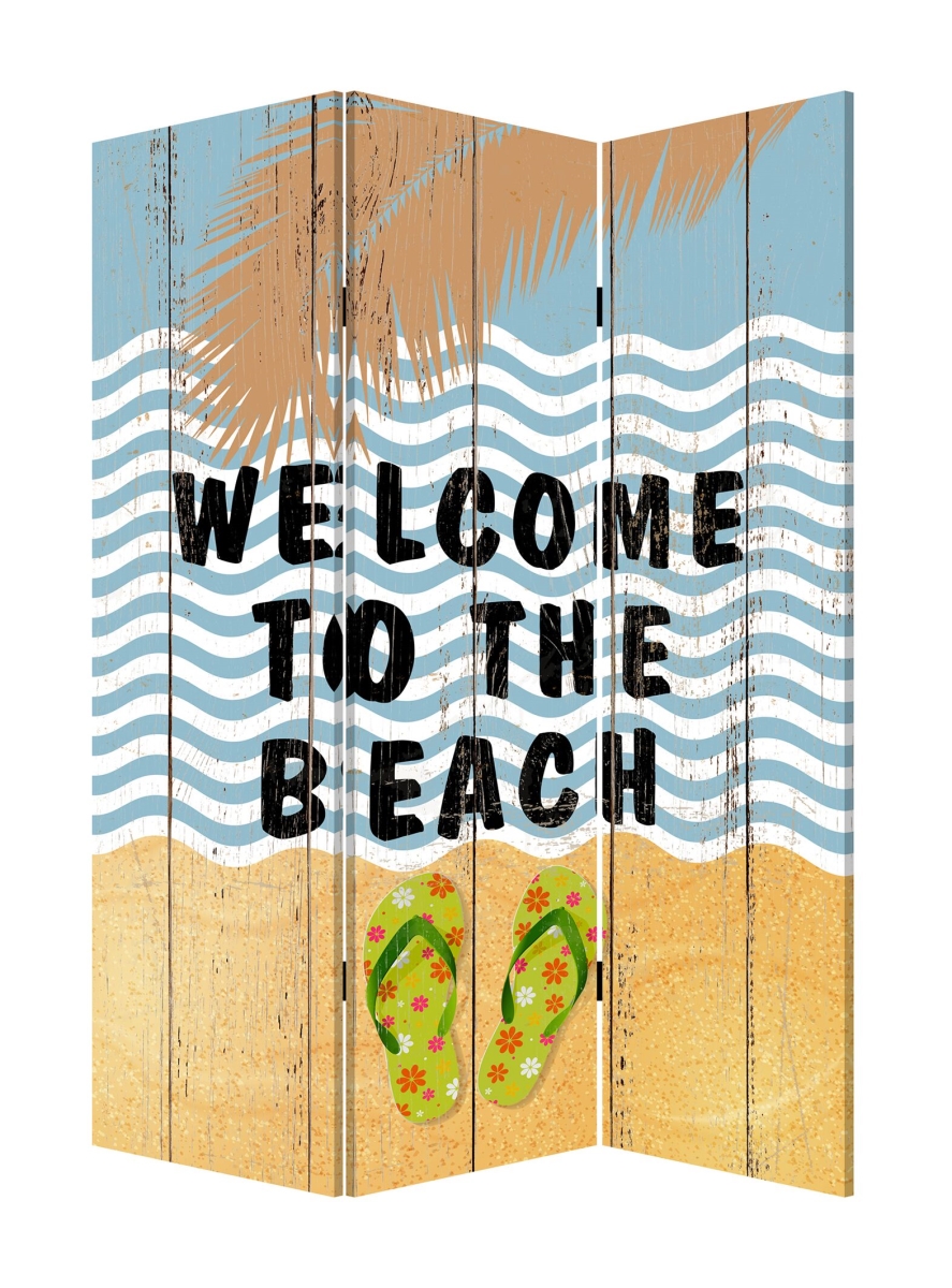 48 x 1 x 72 in. Multicolor Canvas Beach Treasures Screen with 3 Panel
