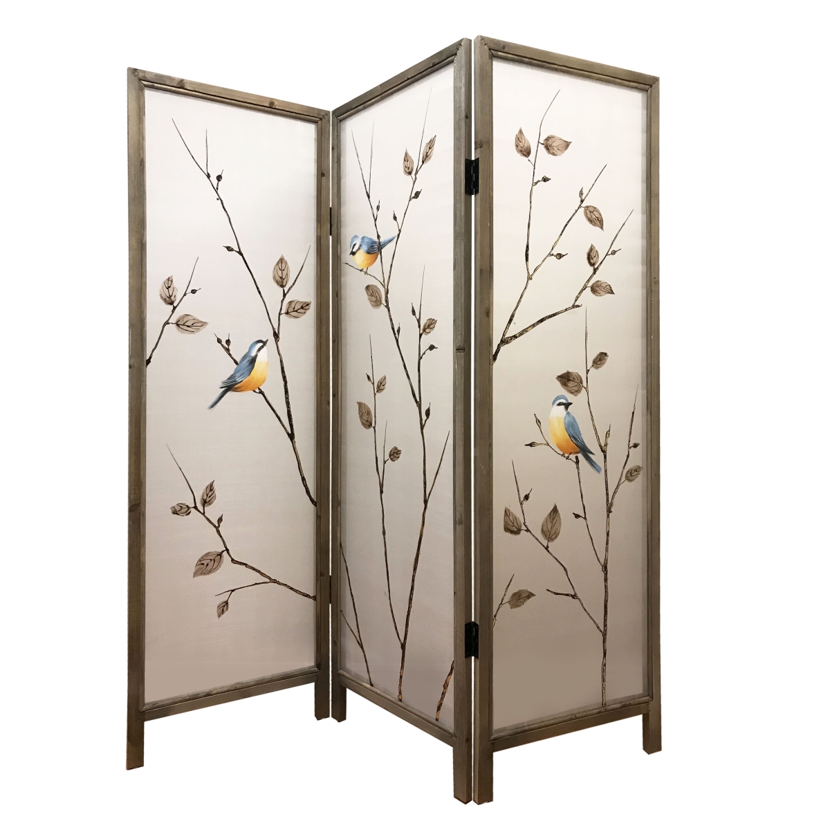 60 x 1 x 63 in. Brown Fabric & Wood Screen with 3 Panel