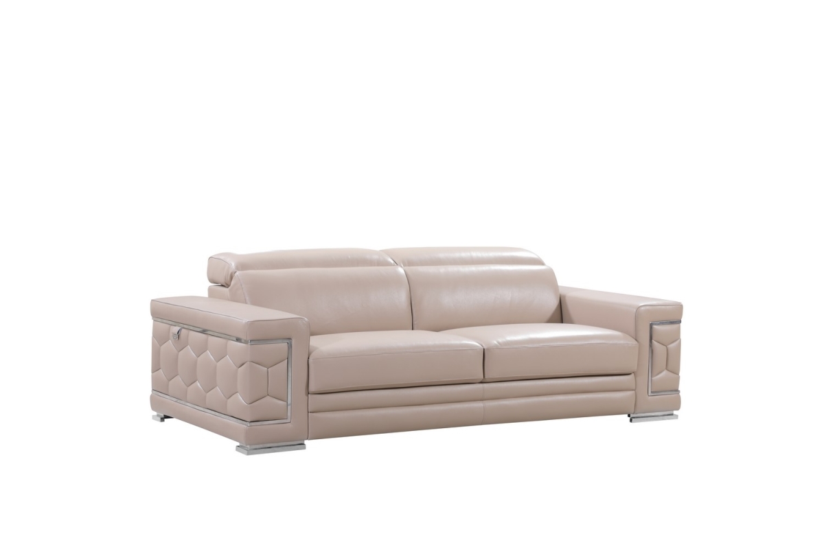 29-38 in. Modern Beige Leather Sofa