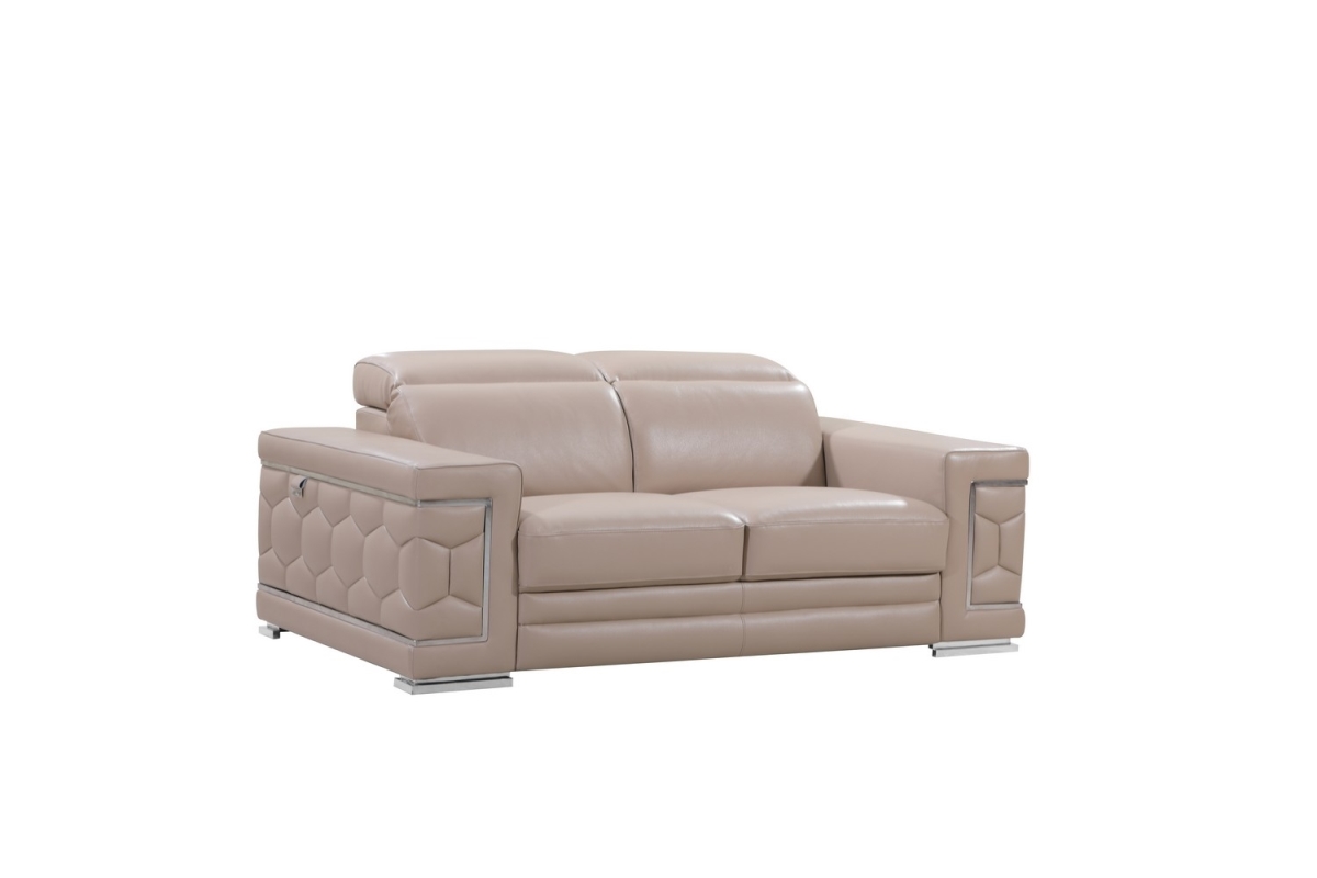 29-38 in. Modern Beige Leather Loveseat
