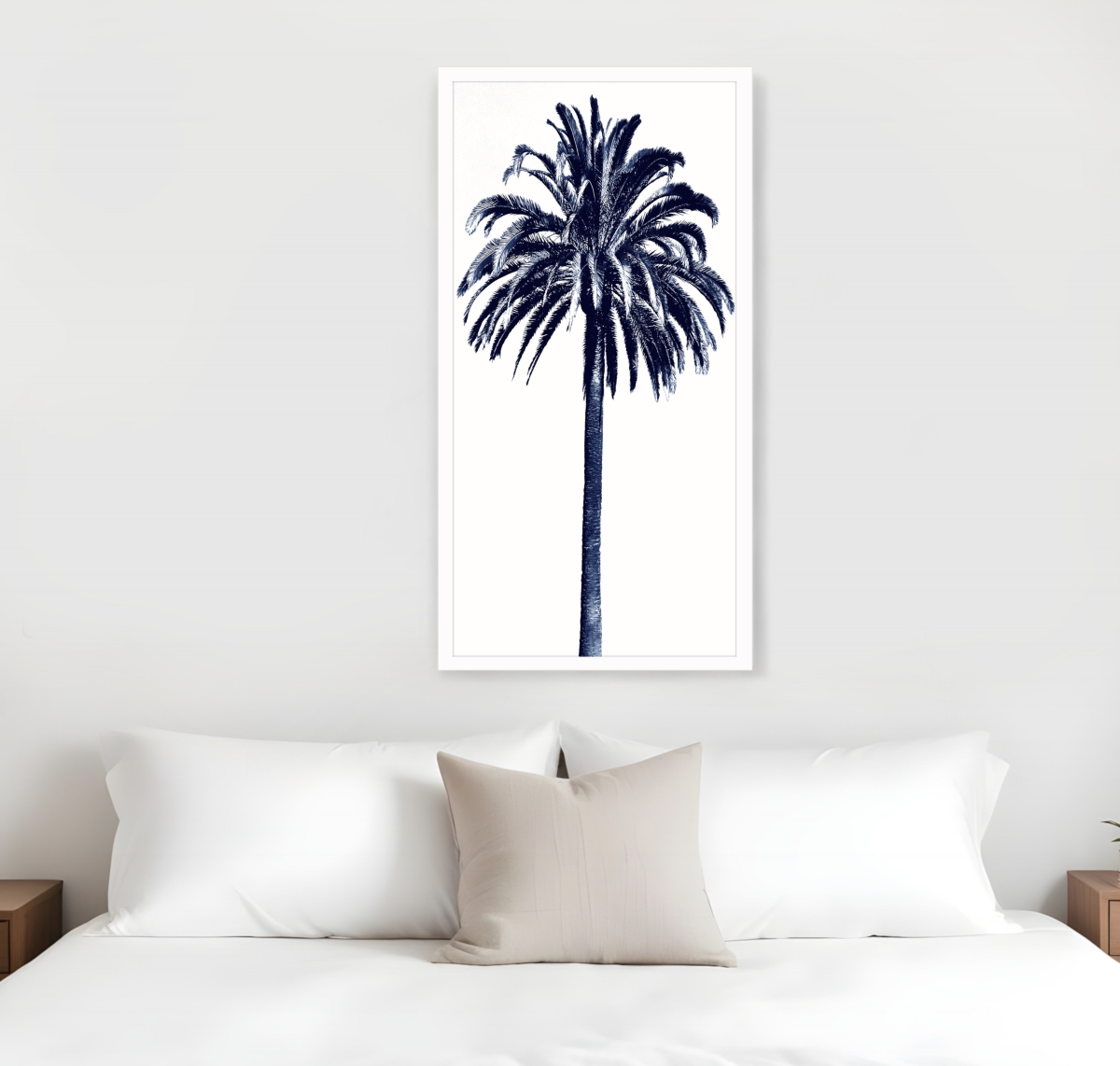 526995 Palm Tree Blue III White Framed Print Wall Art