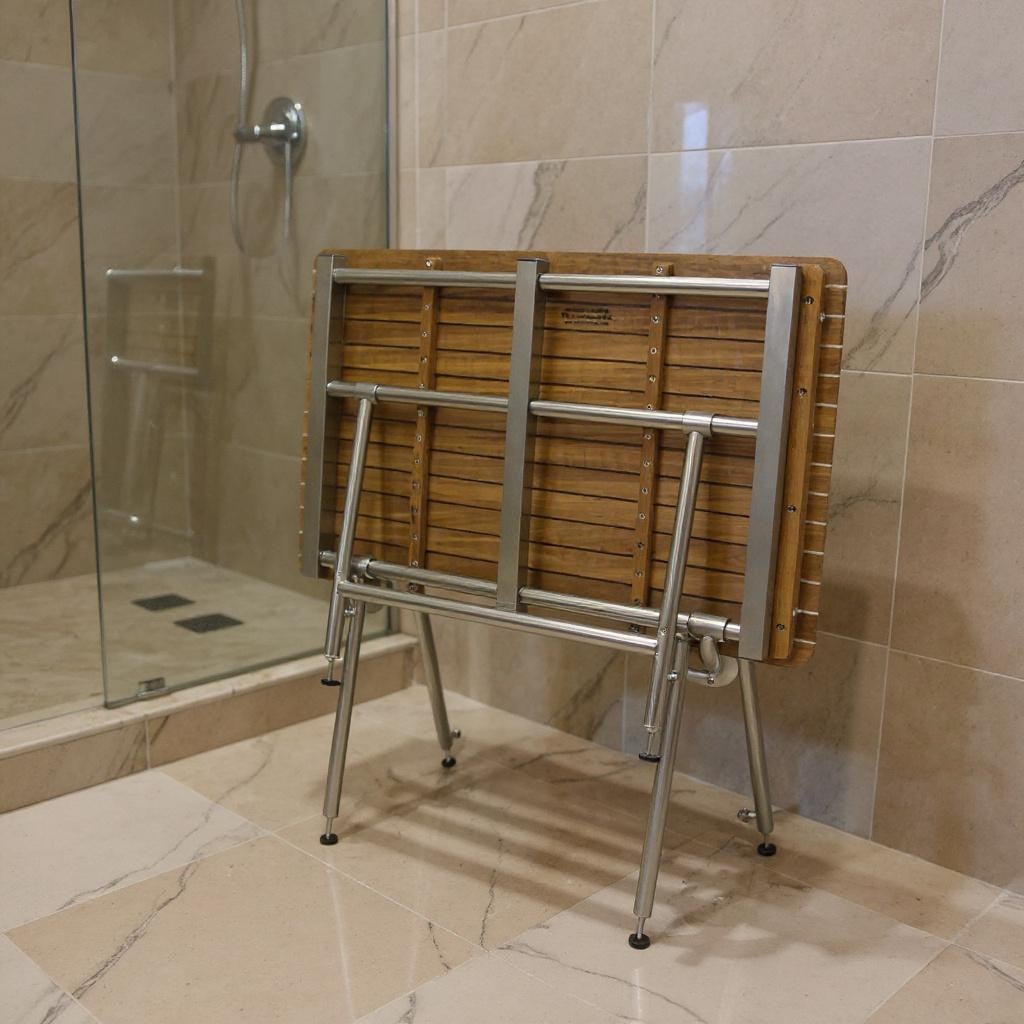 549370 18 x 48 in. Brown Teak Rectangular Shower Bench