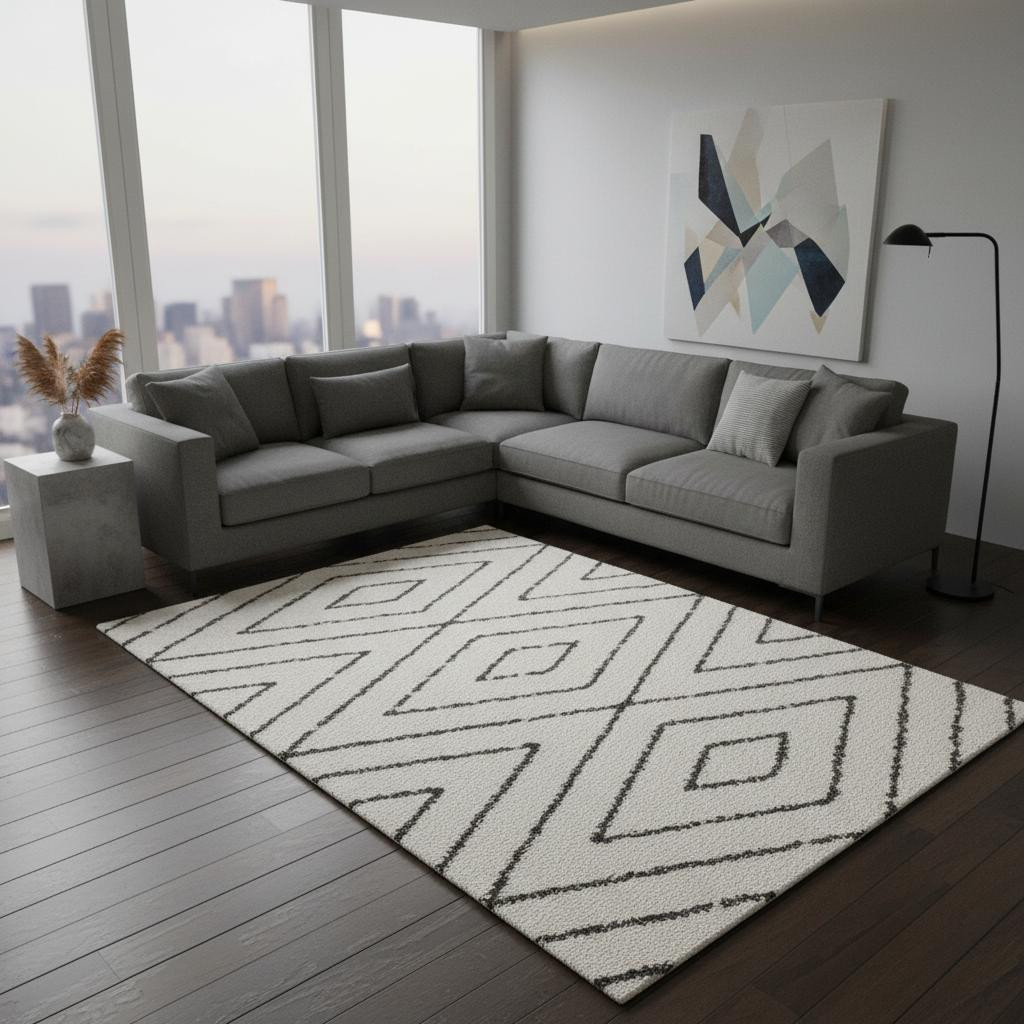 660179 8 x 11 ft. Cream & Green Geometric Rectangle Area Rug