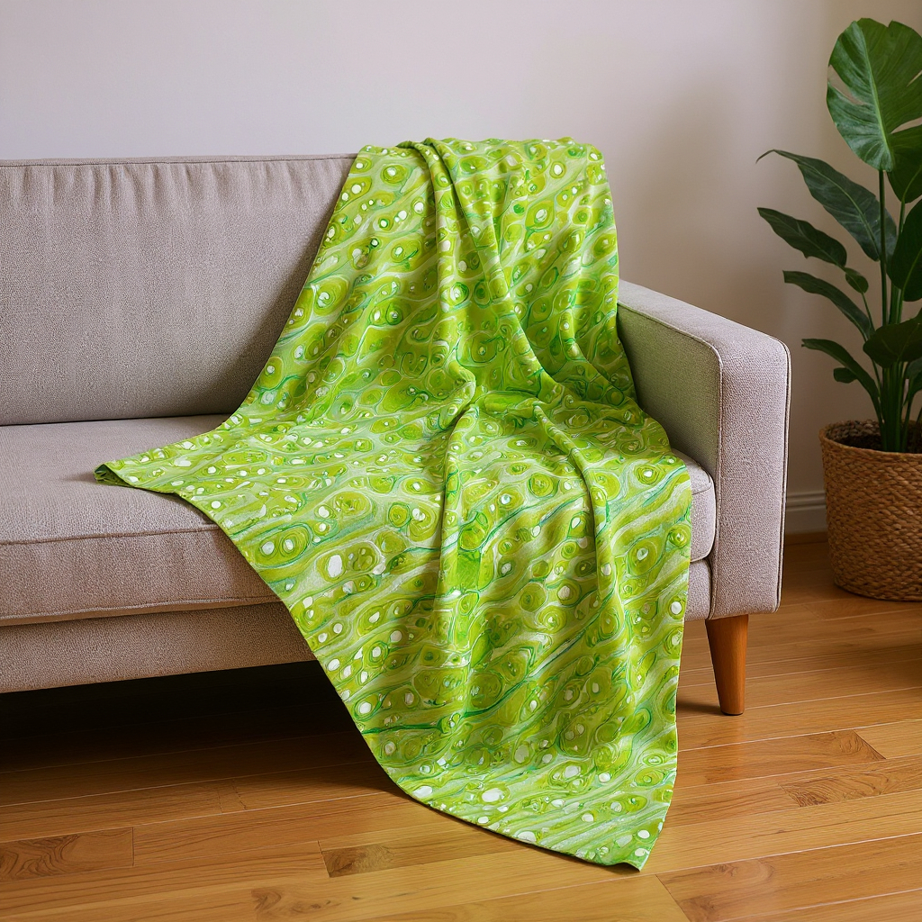 714251 50 x 70 in. Green & Off White Abstract Plush Throw Blanket