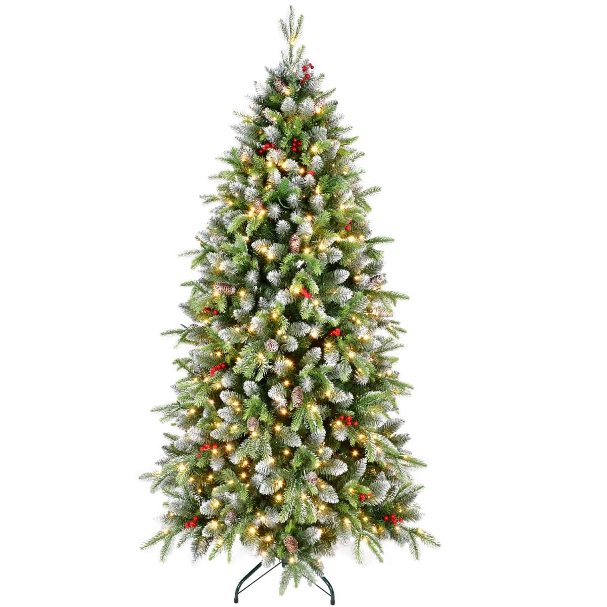 713070 6 ft. White Pre Lit Full Pine Christmas Tree with Decorations