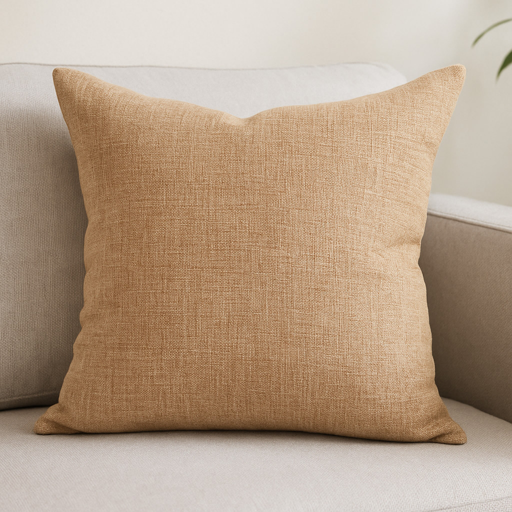 608215 22 in. Brown Linen Throw Pillow Cover with Texture