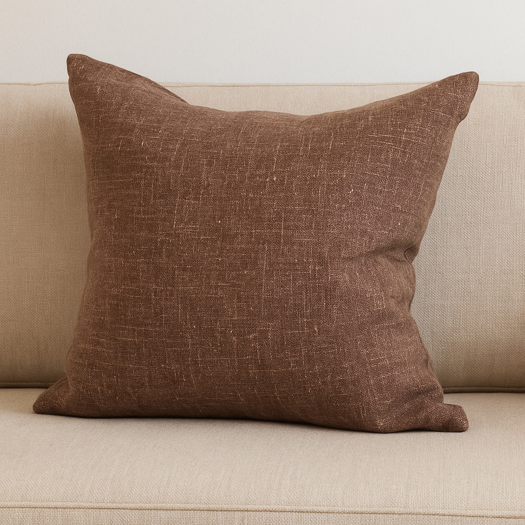 608212 22 in. Brown Linen Throw Pillow Cover with Texture