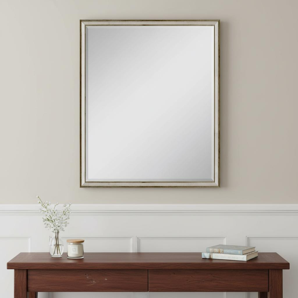 632777 30 in. Silver Wood Accent Mirror