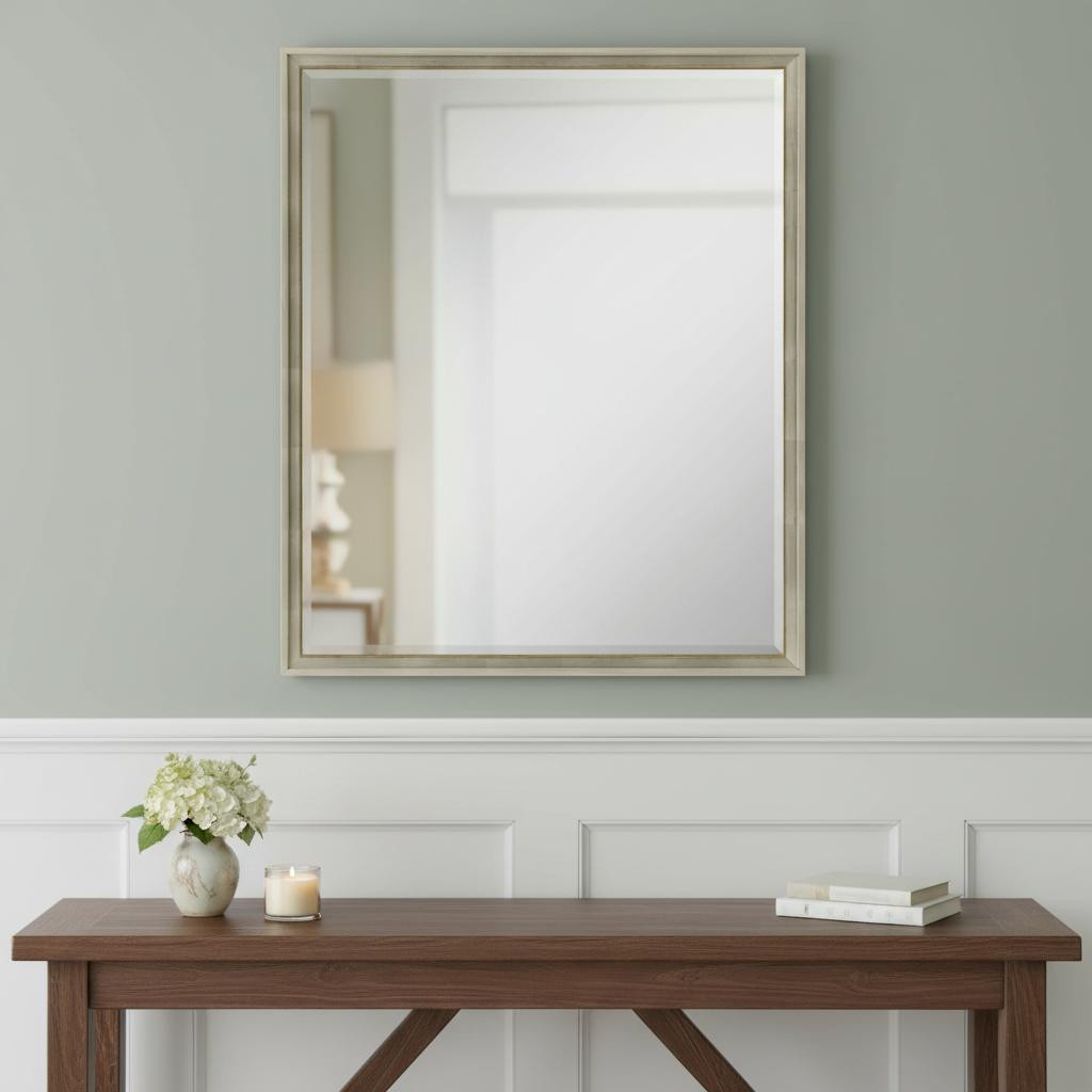 632770 30 in. Silver Wood Accent Mirror