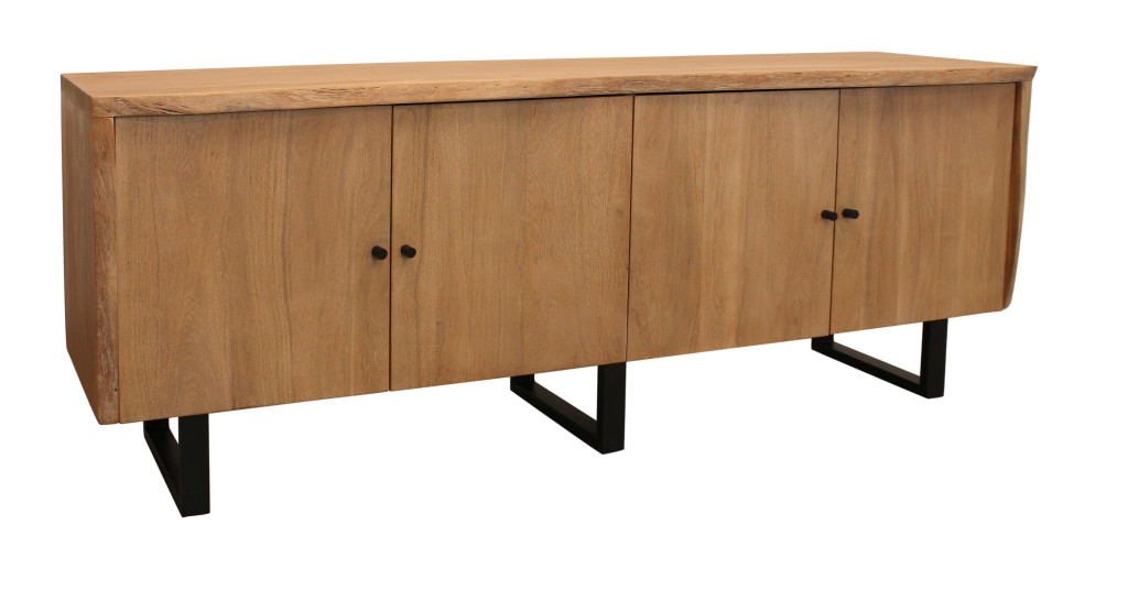 606283 80 in. Natural Distressed Solid Wood Live Edge Credenza with Four Doors