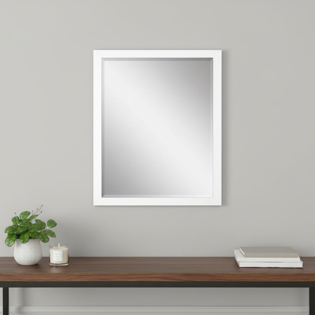 632860 43 in. White Framed Accent Mirror