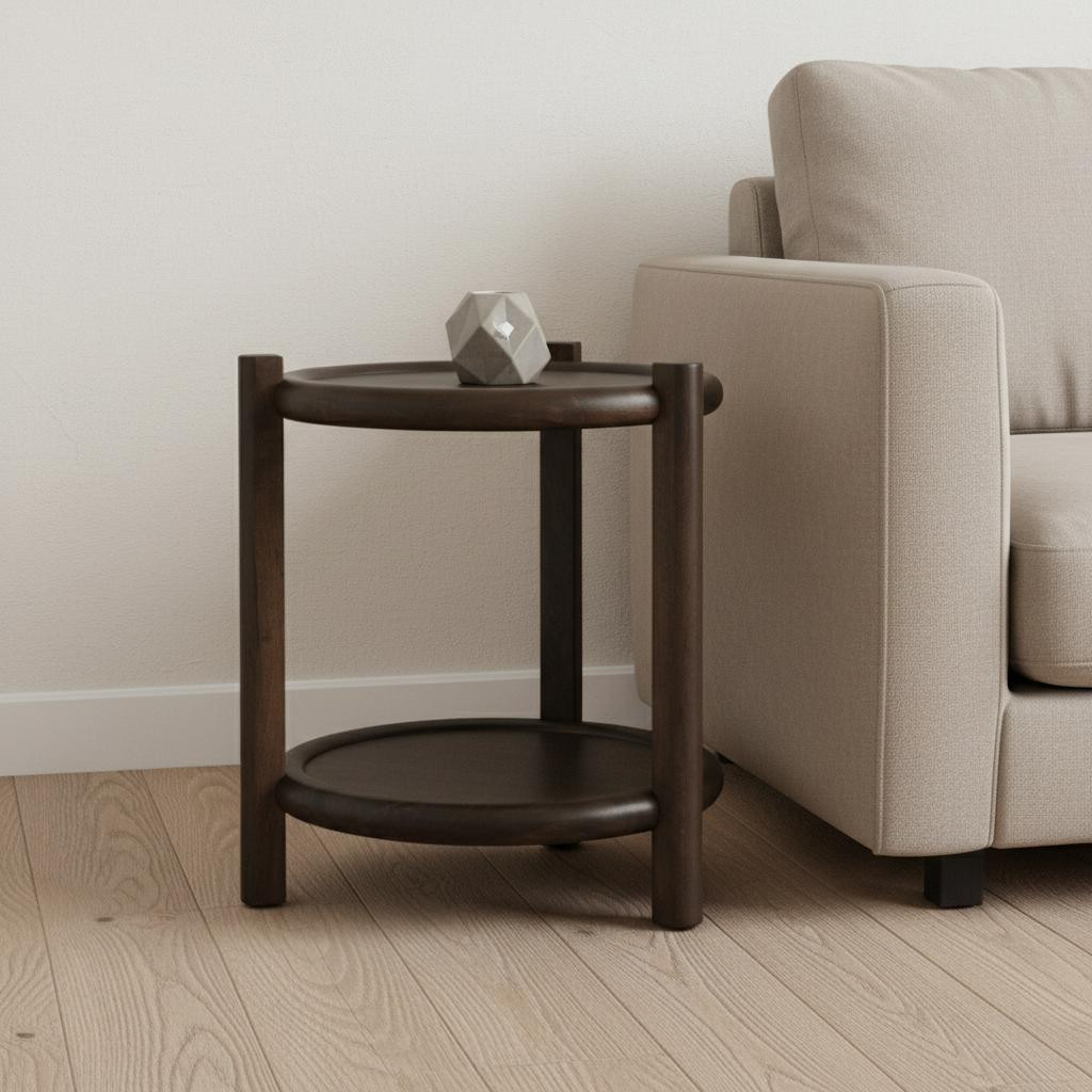 605616 24 in. Dark Brown Solid Wood Tray Table
