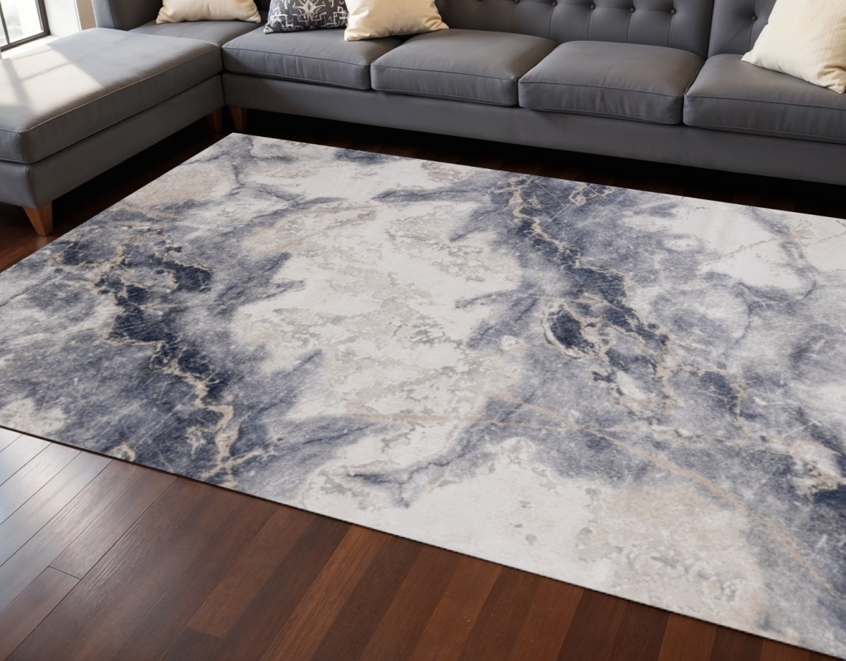 661364 7 x 10 ft. Blue Cream & Gray Abstract Rectangle Area Rug