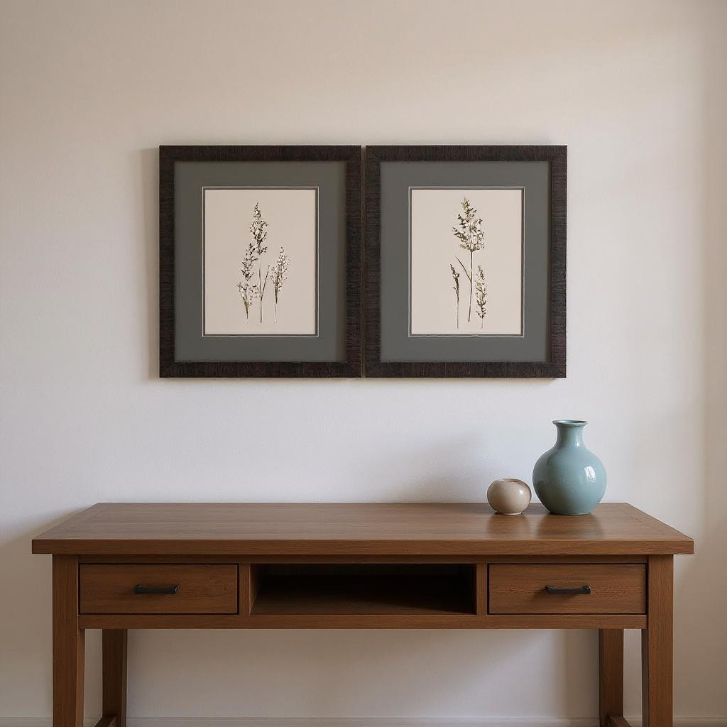 649144 Delicate Stems Brown Framed Wall Art, Set of 2