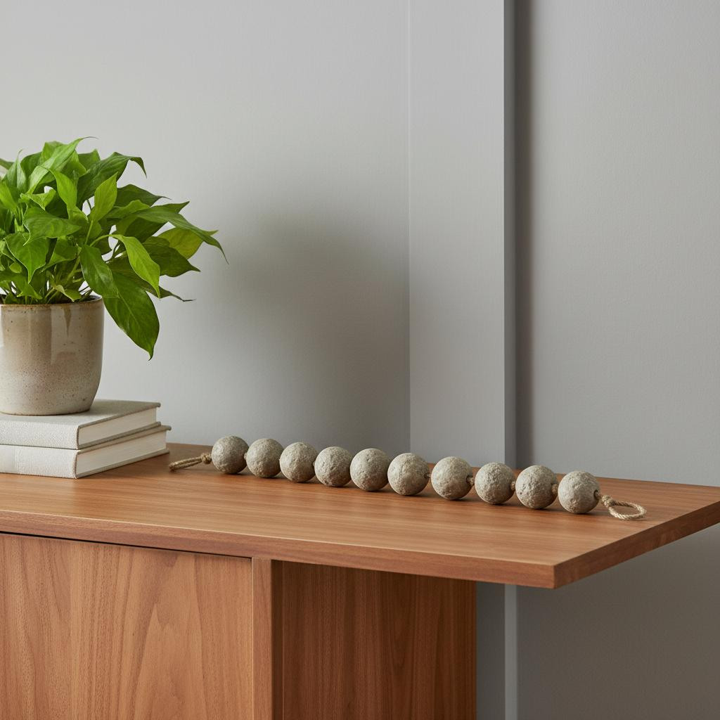 608731 3 in. Beige Paper Sphere Tabletop Sculpture