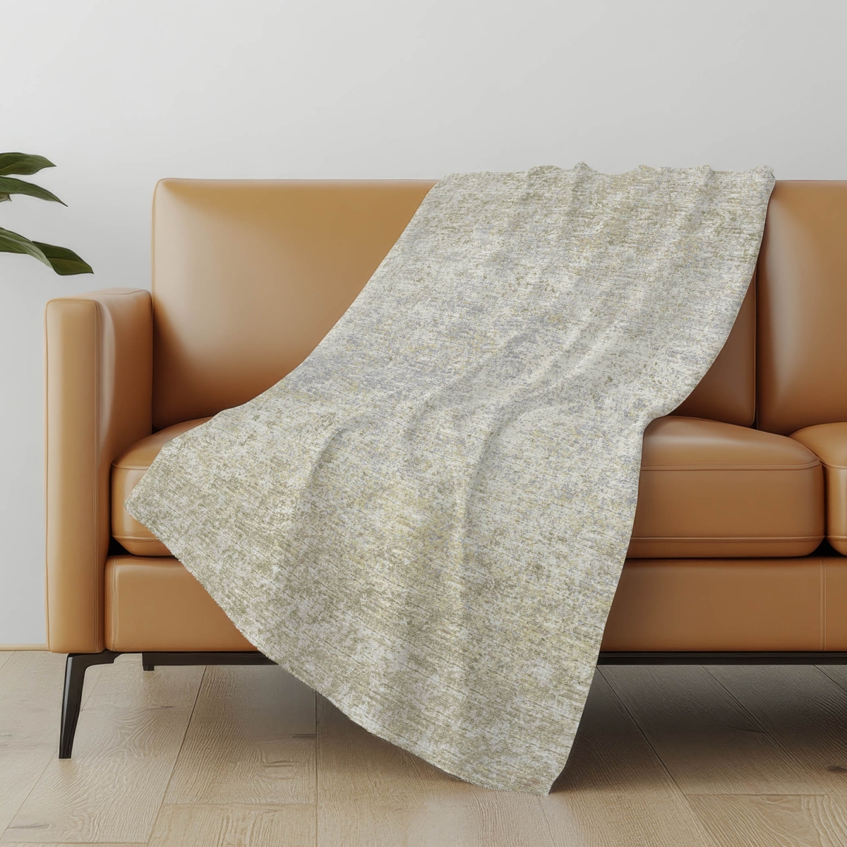 699025 50 x 70 in. Beige & Gold Abstract Microfiber Plush Throw Blanket