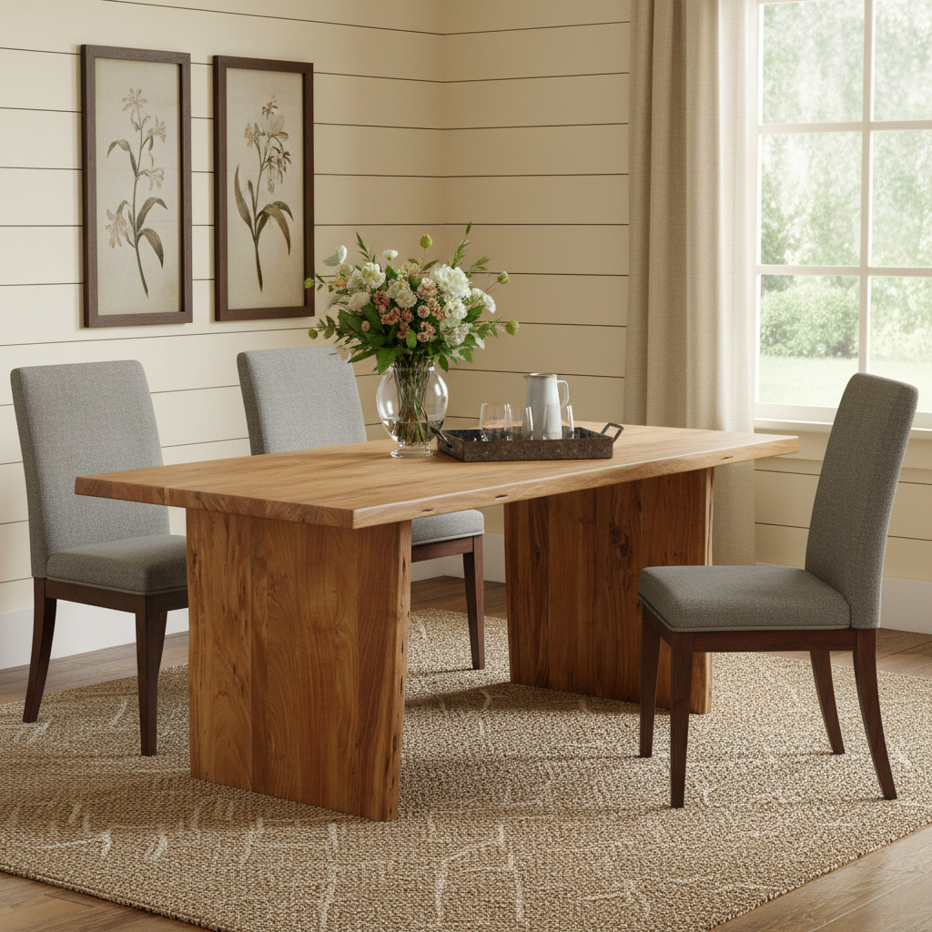 635856 72 in. Natural Solid Wood Live Edge Sled Base Dining Table