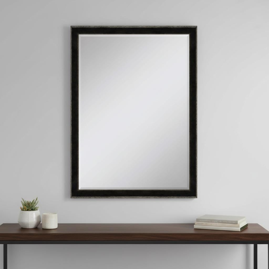 632774 40 in. Dark Brown Solid Wood Framed Accent Mirror