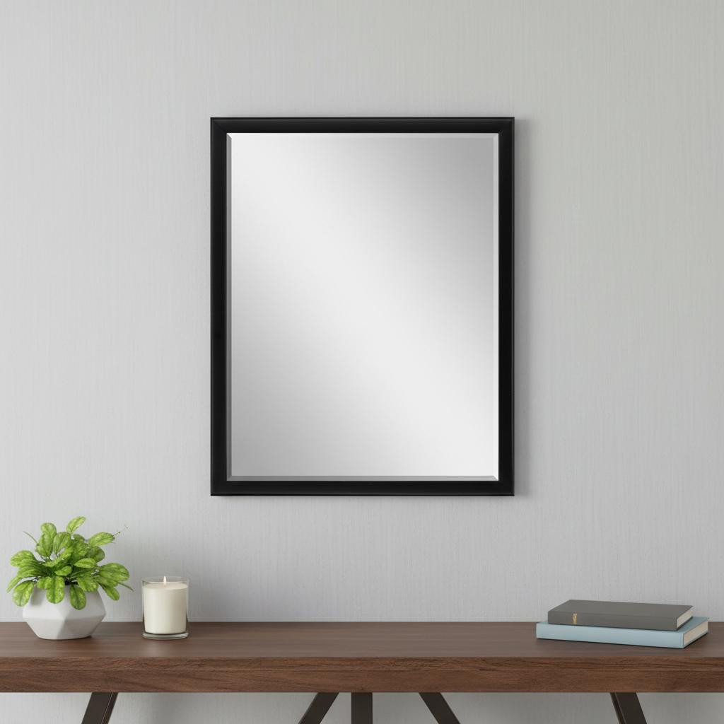 632822 42 in. Black Solid Wood Framed Accent Mirror