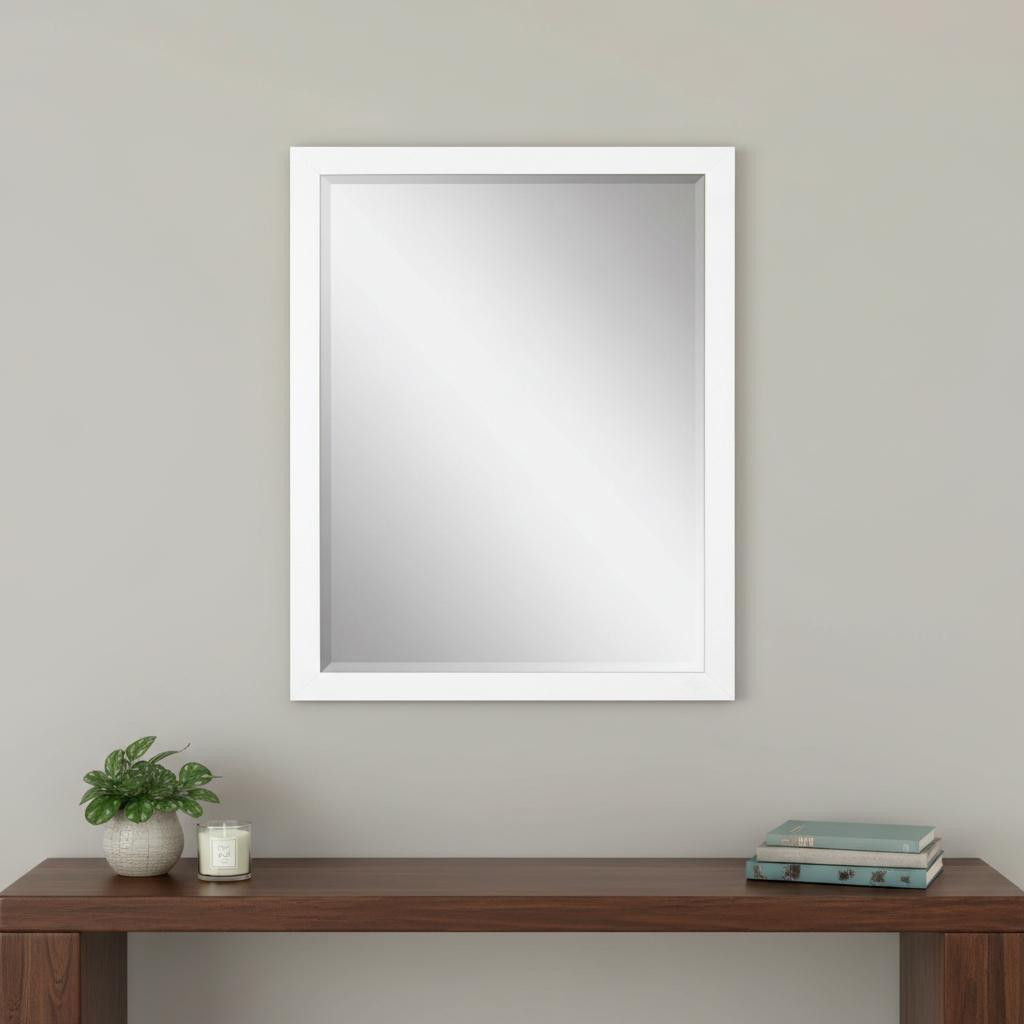 632858 33 in. White Framed Accent Mirror