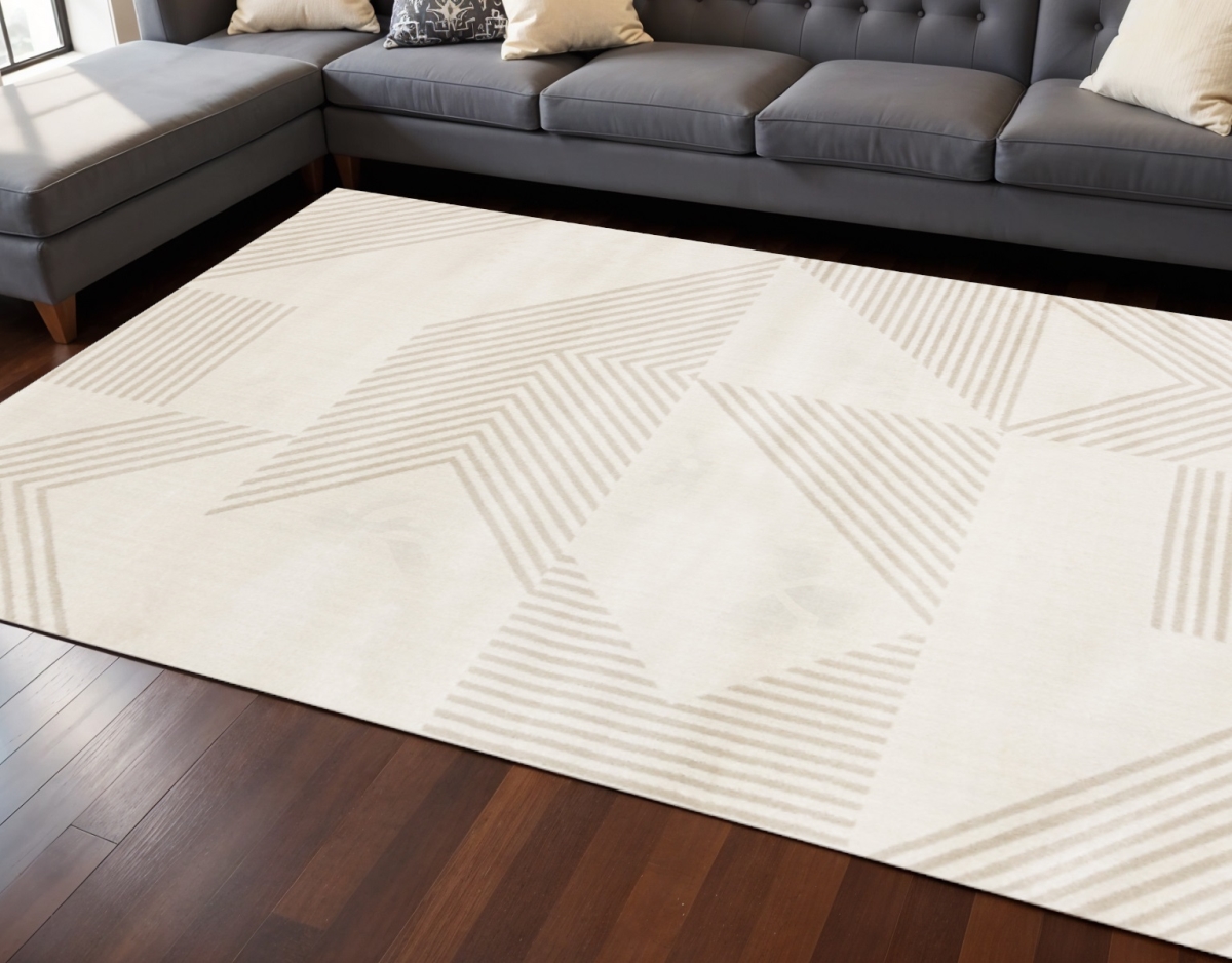661348 8 x 11 ft. Cream & Beige Geometric Rectangle Area Rug