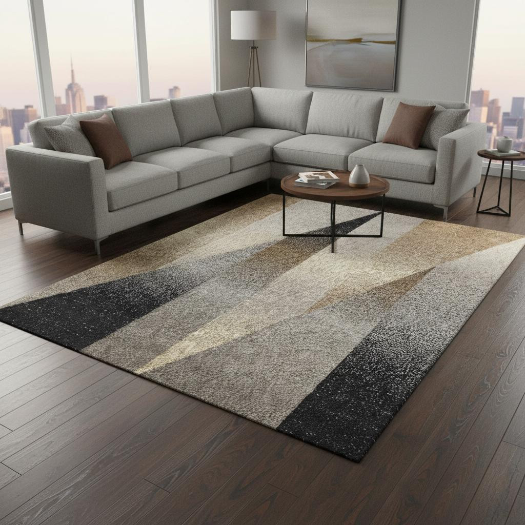 660293 8 x 11 ft. Gray Brown & Beige Geometric Rectangle Area Rug