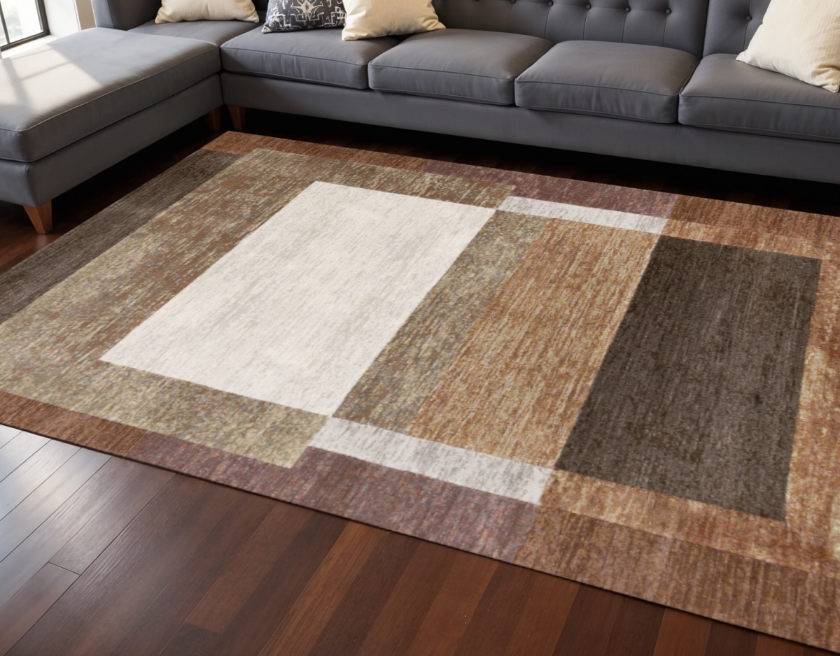 660104 8 x 11 ft. Brown & Beige Geometric Rectangle Area Rug