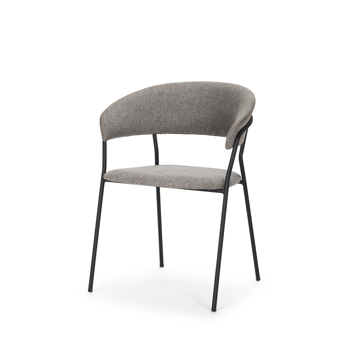 605887 Gray & Black Fabric & Wood Open Back Dining Arm Chair