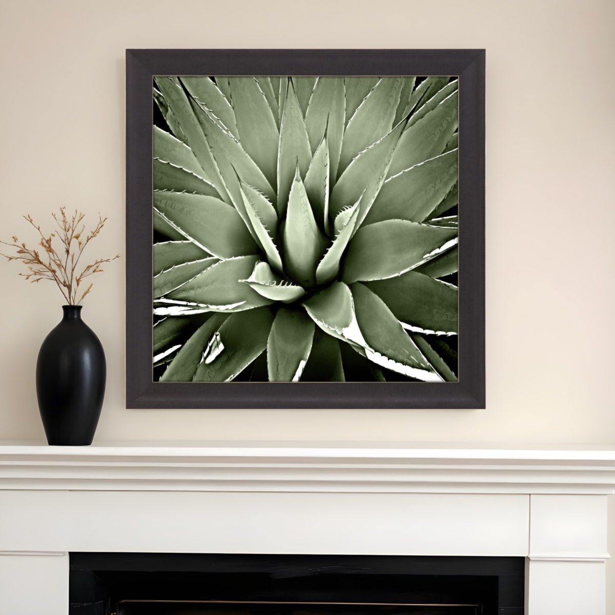527047 Green Succulent III Brown Framed Print Wall Art