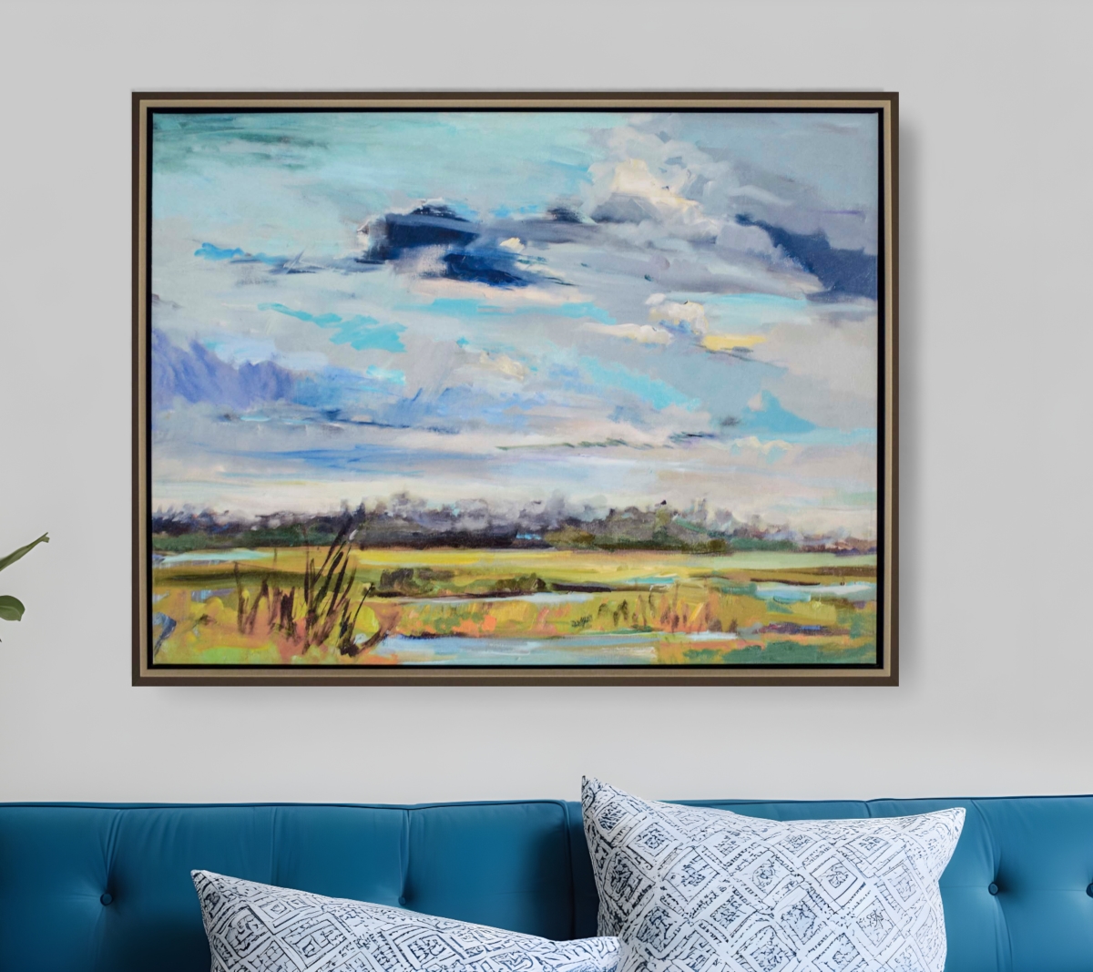 525253 Marsh Skies Silver Floater Frame Print Wall Art