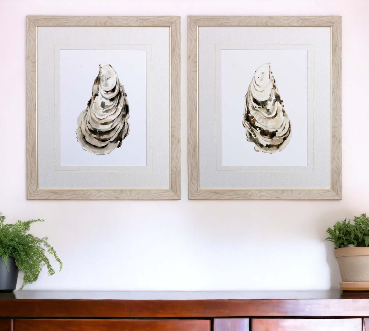 476098 Neutral Oyster A Wood Brown Framed Wall Art, Set of 2