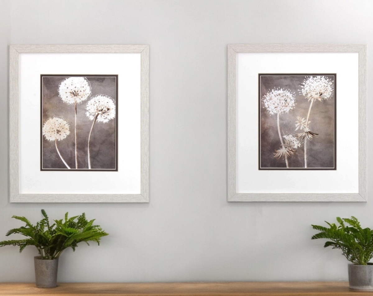 521536 Dandelion White Framed Print Wall Art, Set of 2