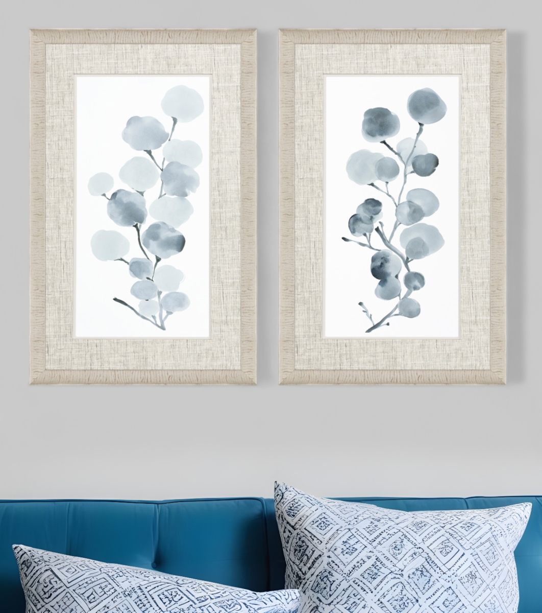 525981 Gray Botanical White Framed Print Wall Art, Set of 2