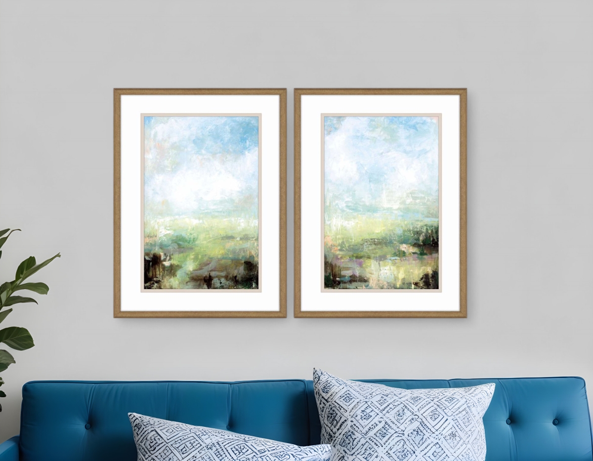 558343 Emerald Coast Cloudy Sky Gold Framed Wall Art, Set of 2