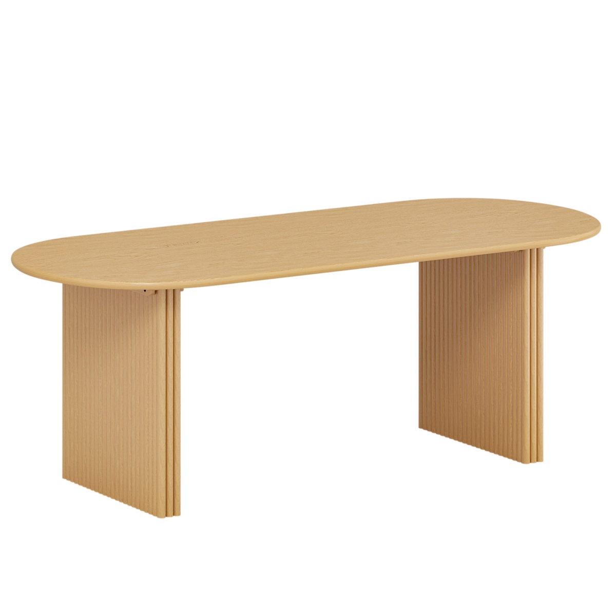 712140 79 in. Natural Solid Wood Double Pedestal Base Oval Dining Table