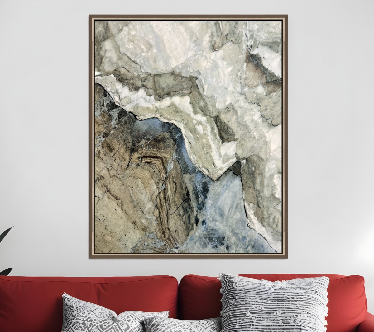 526034 Stone Modern Abstract Champagne Gold Floater Frame Print Wall Art