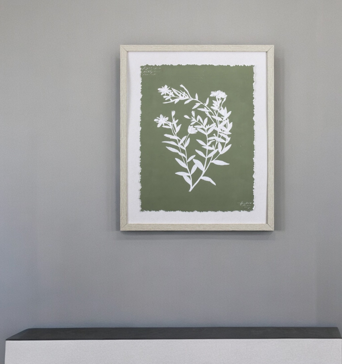 395534 Moss Green & White Botanical Flowers 3 Wall Art