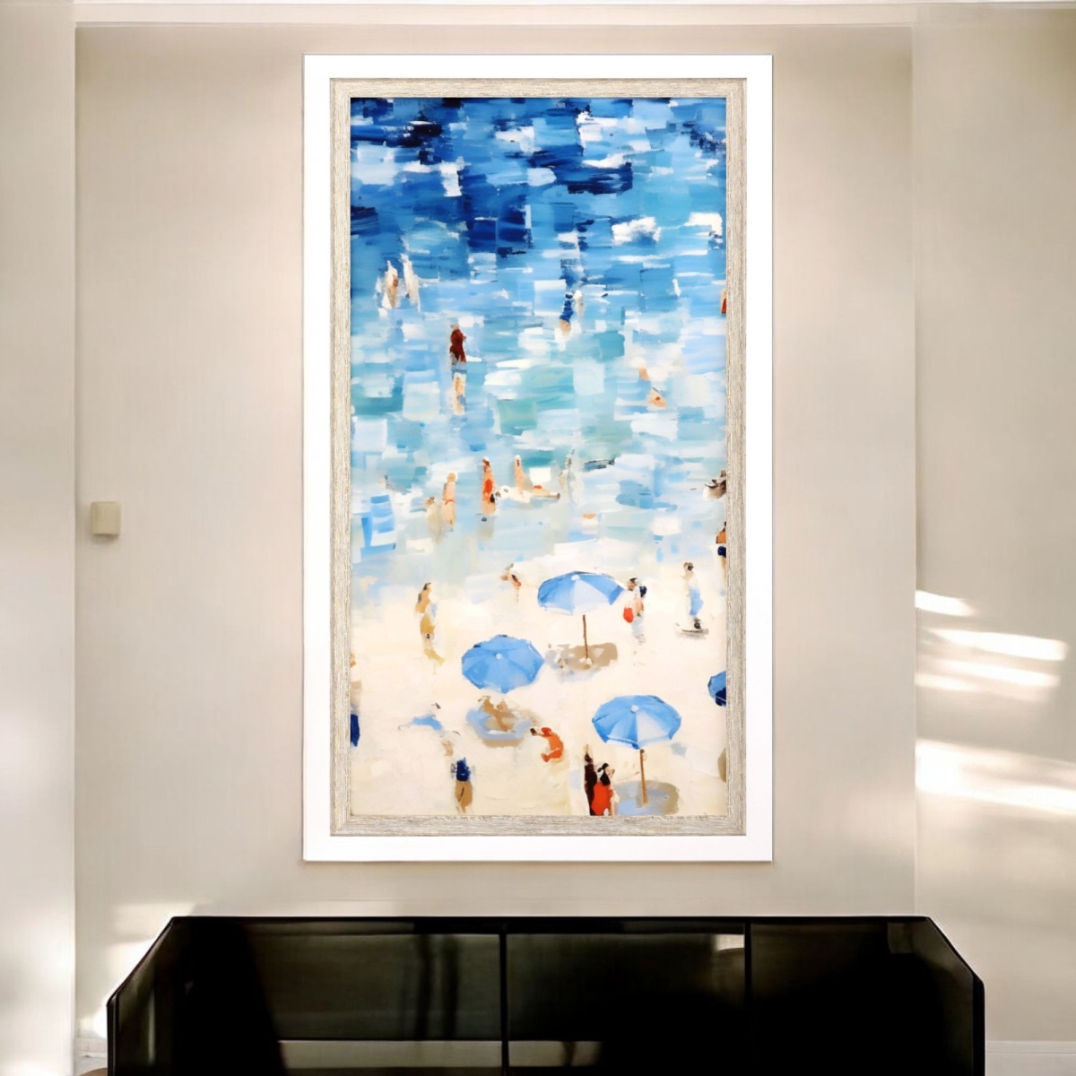 558206 Aerial Beach Views White Framed Wall Art