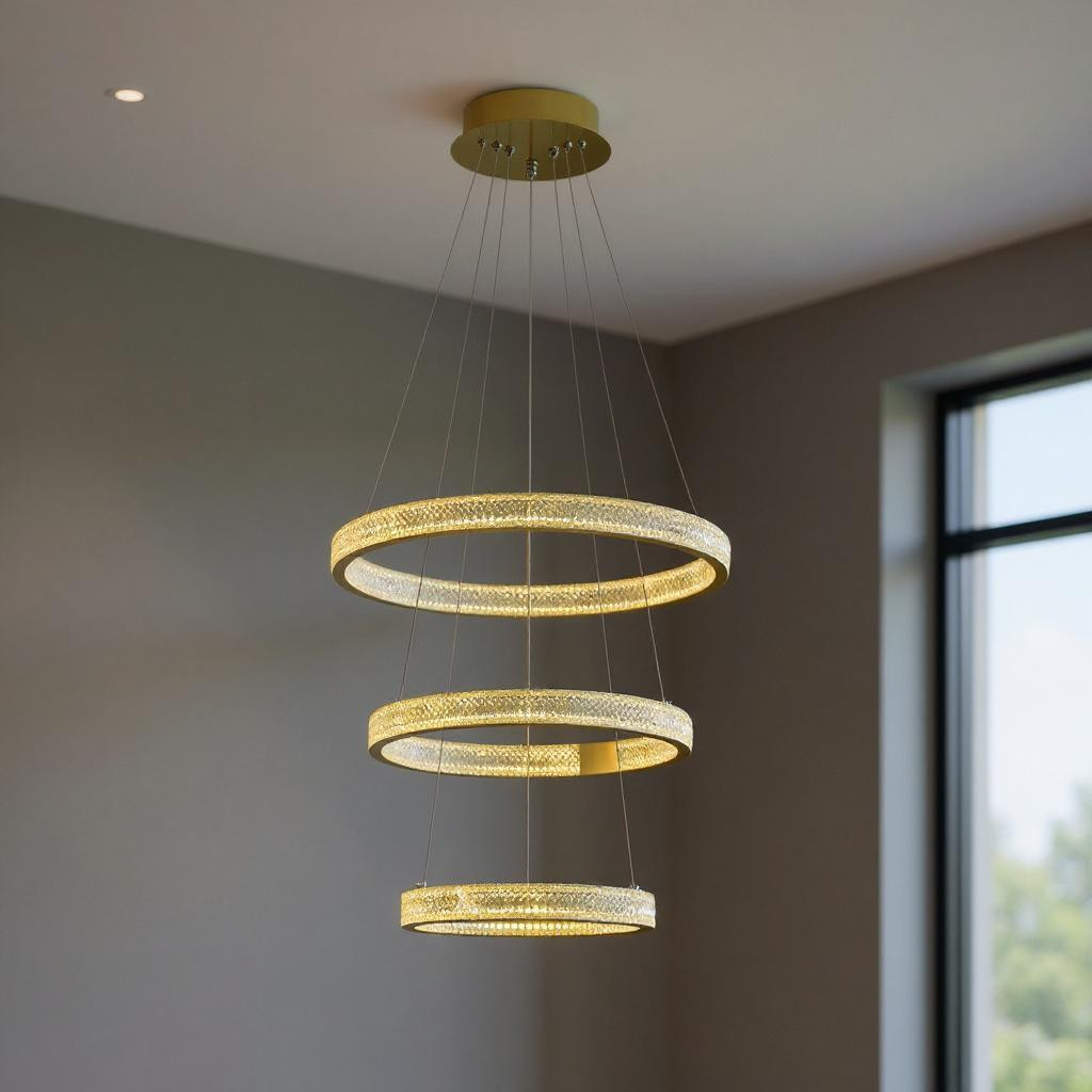 483969 Gold Candle Style Three Light Metal LED Dimmable Chandelier