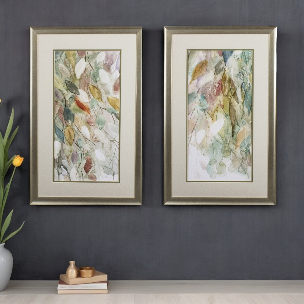 472105 Blue Leaves Framed Art, Set of 2