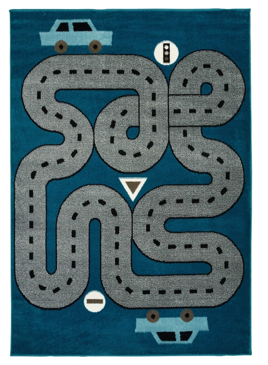 674386 2 x 3 ft. Navy Blue Transportation Youthful Washable Rectangle Area Rug