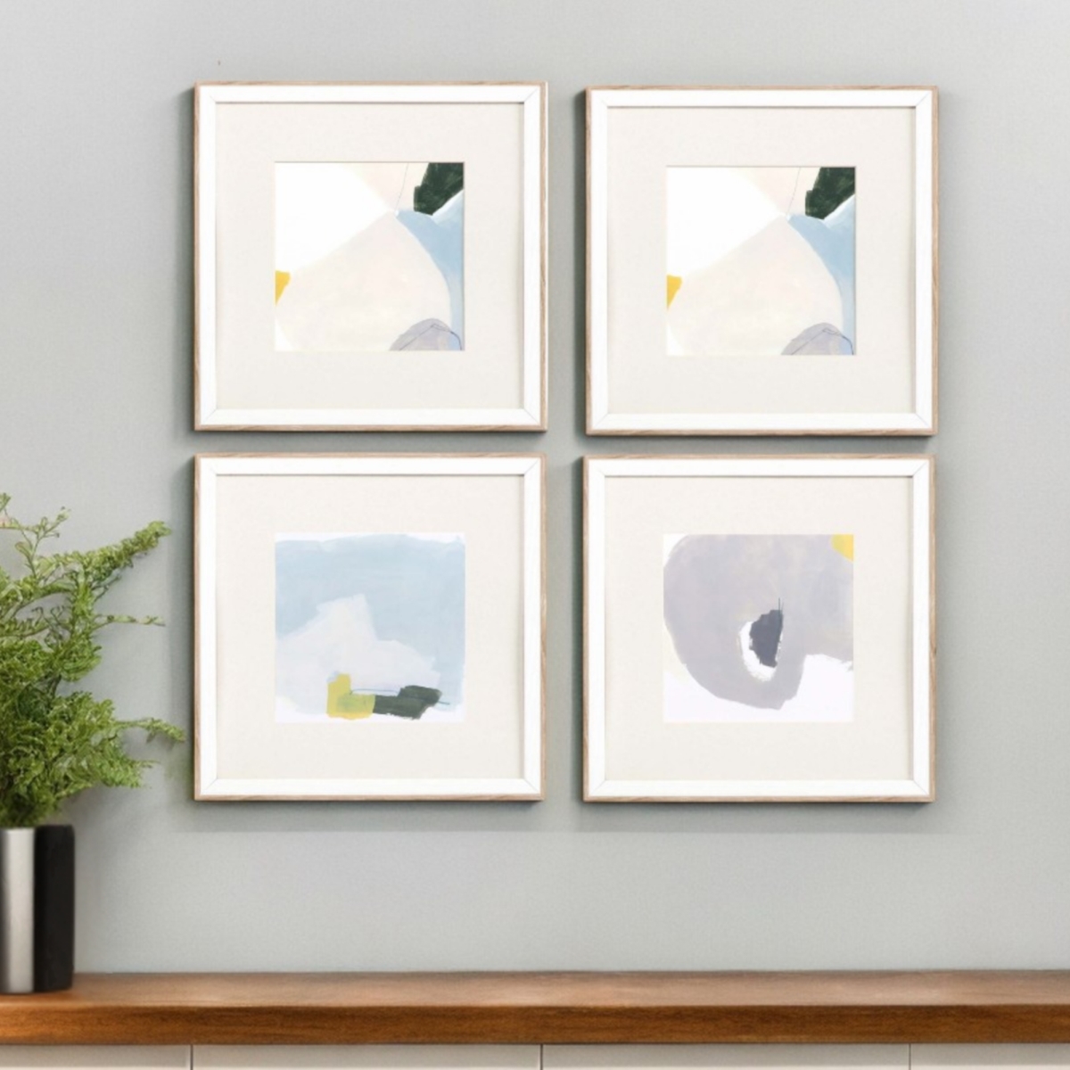 416456 Tilt White Framed Print Wall Art, Set of 4