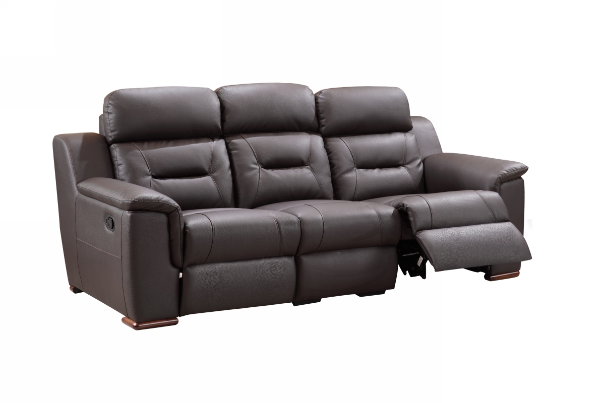 90 x 41 x 41 in. Modern Brown Leather Reclining Sofa