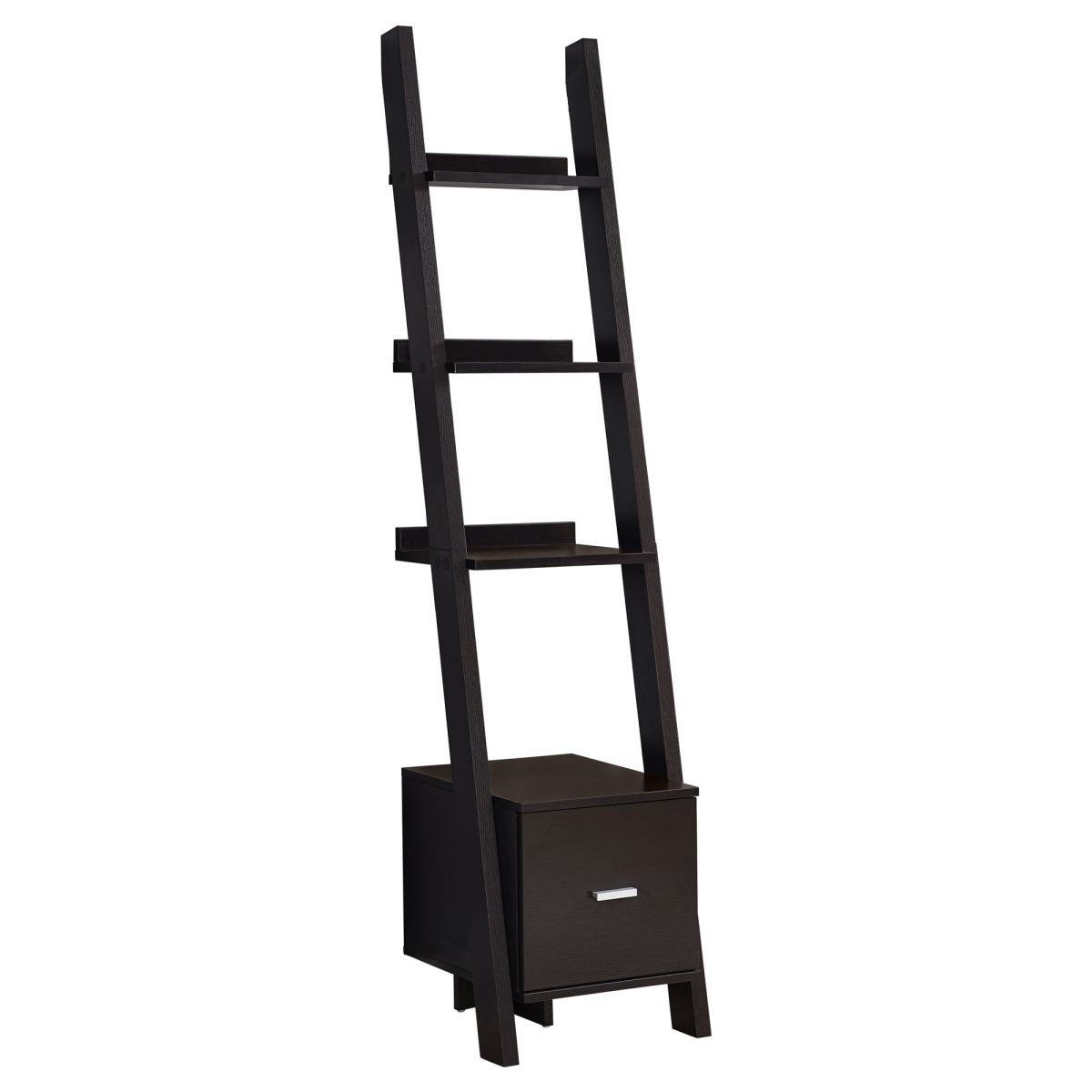 69 in. Particle Board Ladder Bookcase with a Storage Drawer
