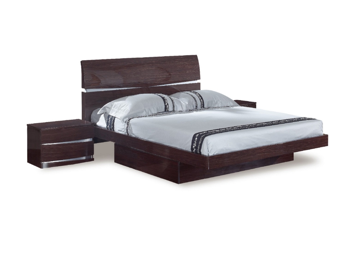 85 x 72 x 42.5 in. Modern California King Wenge High Gloss Bed