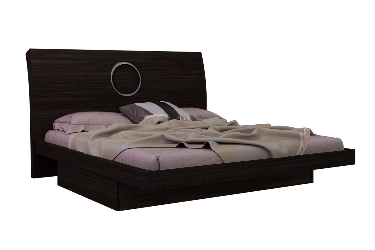 77 x 90 x 40 in. Modern Eastern King Wenge High Gloss Bed