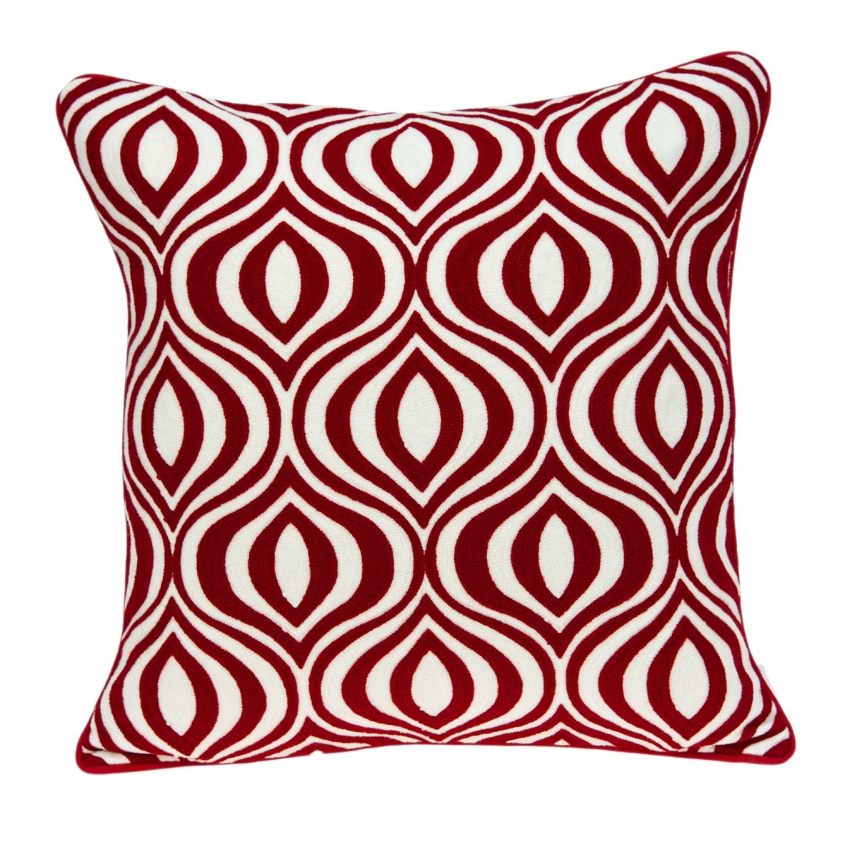 20 x 7 x 20 in. Transitional Red & White Pillow Cover with Poly Insert