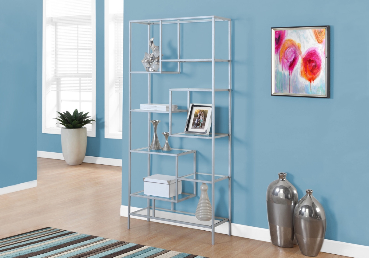 333392 72 in. Metal & Tempered Glass Bookcase -  HomeRoots