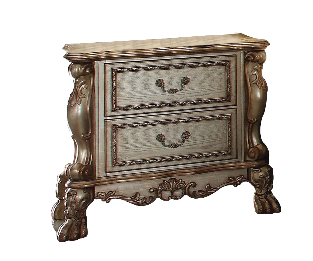 347056 20 x 32 x 31 in. Gold Patina Bone Wood Poly Resin Nightstand