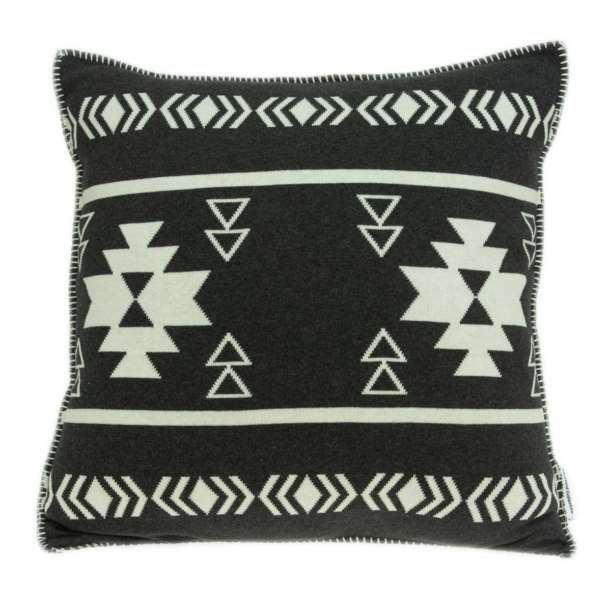 20 x 7 x 20 in. Southwest Black Cotton Pillow Cover with Poly Insert